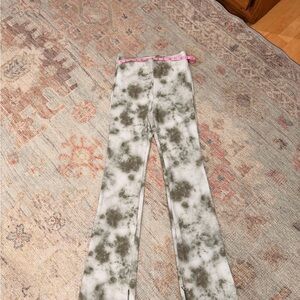 Zara Green and White Tie-Dye Pants